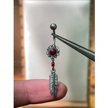 Aida Jewelss 316 L Cerrahi Çelik Etnik Model Tek Yaprak Sallantılı Göbek Piercingi