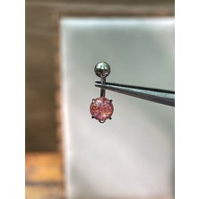Aida Jewelss 316 L Cerrahi Çelik Opal Fuşya Gümüş Renginde Göbek Piercingi