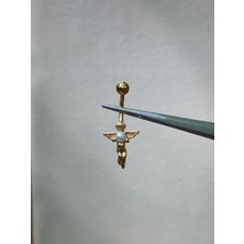 316 L Cerrahi Çelik Incili Melek Modeli Gold Göbek Piercingi