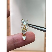 316 L Cerrahi Çelik Parlak Zirkon Taşlı Fiyonk Modeli Göbek Piercingi