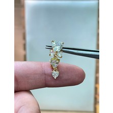 316 L Cerrahi Çelik Parlak Zirkon Taşlı Fiyonk Modeli Göbek Piercingi