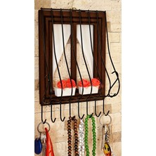 Royal Hediyelik 21X16CM Dekoratif Ahşap Pencere Modelli, Çiçek Saksılı, Uğur Böcekli, Duvar Anahtarlığı