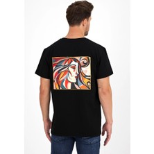 Erkek Yapay Zeka Tasarım Sırt Aplike Özel Baskılı %100 Pamuklu Penye Regular Fit T-Shirt (Pikasso)