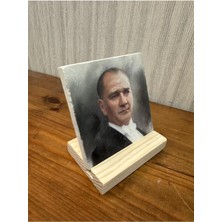 Atatürk Baskılı Taş Masa Üstü Tablo Dekor 10X10CM - Tablo - Dekor