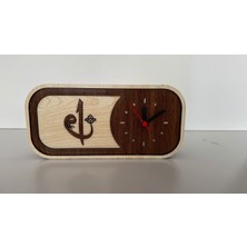 UltraNova Elif-vav motifli ahşap masa saati, el yapımı, çok renkli ve şık dekoratif saat