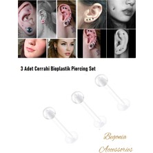 Begonia Accessories  Cerrahi Çelik, 6 mm 8 mm 10 mm  Bar, 3 Adet Septum Labret Piercing Küpe Set, Kaş, Dudak, Burun, Kulak Kullanımına Uygundur
