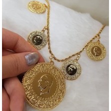 Gerçek Altın Görünümlü Beşi Bir Yerde Kolye (Halat Zincirli) DAYB0097