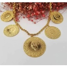 Gerçek Altın Görünümlü Beşi Bir Yerde Kolye (Halat Zincirli) DAYB0036