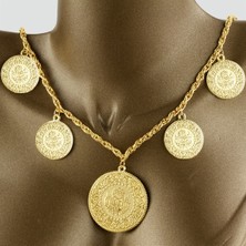 Gerçek Altın Görünümlü Beşi Bir Yerde Kolye (Halat Zincirli) DAYB0154