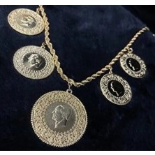 Gerçek Altın Görünümlü Beşi Bir Yerde Kolye (Halat Zincirli) DAYB0058