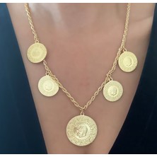 Gerçek Altın Görünümlü Beşi Bir Yerde Kolye (Halat Zincirli) DAYB0138