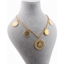 Gerçek Altın Görünümlü Beşi Bir Yerde Kolye (Halat Zincirli) DAYB0165