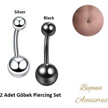 Begonia Accessories, 316L Cerrahi Çelik, Zirkon Toplu Göbek Piercing