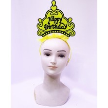 ForWhat Büro Ev Ofis Etkinlik Gösteri Kostüm Tacı Için Sarı Happy Birthday Yazılı Neon Sarı Taç