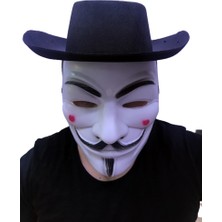 ForWhat Büro Ev Ofis Etkinlik Gösteri Çocuk Kostümü Için 2parça Siyah Vendetta Delikli Şapka Maske Seti