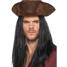 ForWhat Büro Ev Ofis Etkinlik Korsan Kostümü Için Siyah Saçlı Kaptan Gösteri Şapkası