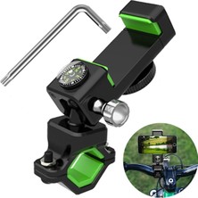 Bisiklet Motosiklet Için Gidon Tipi 4-6 Inç Uyumlu Telefon Tutucu Entegre Pusulalı, Güvenli Kıskaçlı