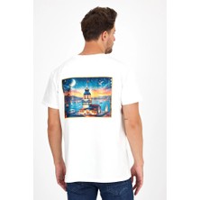 Erkek Yapay Zeka Tasarım Sırt Aplike Özel Baskılı %100 Pamuklu Penye Regular Fit T-Shirt (Kızkulesi)