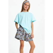 Babygiz Kız %100 Pamuklu Penye Şort T-Shirt Bandana 3'lü Alt Üst Takım Spor Rahat Koleksiyon 19