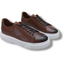 Growish GR0310 Hakiki Özel Yapım Floter Deri Yüksek Eva Taban Kahverengi Sneakers Erkek Ayakkabı