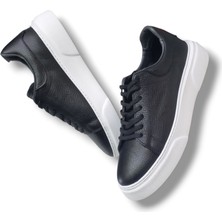 Growish GR0309 Hakiki Özel Yapım Floter Deri Yüksek Eva Taban Siyah Sneakers Erkek Ayakkabı