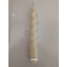 Qosrix Açık Krem Italyan Burgulu Şamdan Soya Mumu Doğal Kokulu Çubuk Konik Burgu Spiral Mum Dekoratif 1 Adet