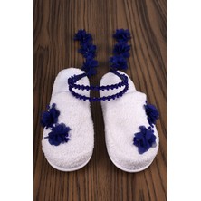 1014 Koyu Mavi Sarkan Küpeli Taç ve Terlik