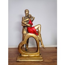 Kalpli Romantik Sevgililer Bronz Renkli Fotoğraf Çerçevesi