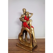Kalpli Romantik Sevgililer Bronz Renkli Fotoğraf Çerçevesi