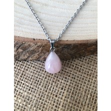 Pembe Kuvars Doğal Taş Kolye