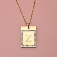 İdol Avm Kişiye Özel Z Harfli Kadın Kolye Çelik Sarı Takı Hediyelik Aksesuar