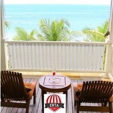 5.5 Metre x 65 cm  Beyaz Renk Polyester Balkon Demiri Brandası Su Geçirmez  650G
