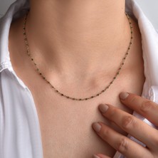 14 Ayar Altın Kaplama Zümrüt  Doğal Taşlı  El Yapımı Gümüş Kolye - CNS00634