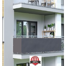10 Metre x 75 cm Gri Renk Polyester Balkon Demiri Brandası Su Geçirmez  650G