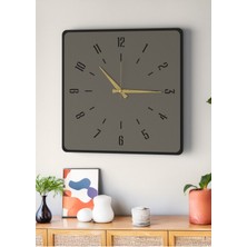 Modern Tasarım Ahşap Duvar Saati | Siyah & Gri Mdf | 48CM Büyük Boy