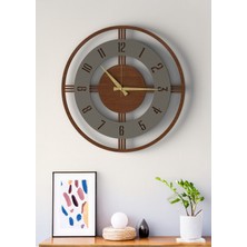 Büyük Boy Şık Ahşap Duvar Saati - Modern Tasarım Siyah Beyaz - Ev & Ofis Dekorasyonu -48CM