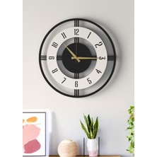 Büyük Boy Şık Ahşap Duvar Saati - Modern Tasarım Siyah Beyaz - Ev & Ofis Dekorasyonu -48CM