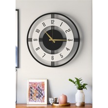 Büyük Boy Şık Ahşap Duvar Saati - Modern Tasarım Siyah Beyaz - Ev & Ofis Dekorasyonu -48CM