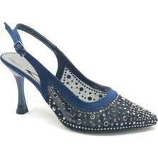 Feles Arkası Açık Şeffaf Taş Detaylı Sindirella Kadın Topuklu Ayakkabı