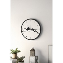 Dekoratif Yeni Modern Errai Beyaz Kuşlu Ahşap Duvar Saati - 48CM