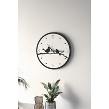 Dekoratif Yeni Modern Errai Beyaz Kuşlu Ahşap Duvar Saati - 48CM