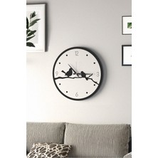 Dekoratif Yeni Modern Errai Beyaz Kuşlu Ahşap Duvar Saati - 48CM