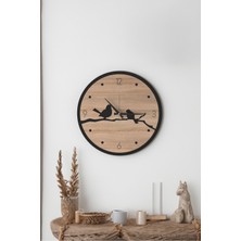 Dekoratif Yeni Modern Errai Kuşlu Ahşap Duvar Saati -  48CM
