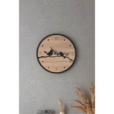 Dekoratif Yeni Modern Errai Kuşlu Ahşap Duvar Saati -  48CM