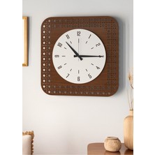 Modern Delikli Tasarım Duvar Saati | Ceviz & Beyaz Mdf | 48CM Büyük Boy
