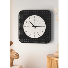 Modern Delikli Tasarım Duvar Saati | Ceviz & Beyaz Mdf | 48CM Büyük Boy