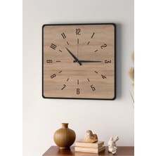 Modern Tasarım Ahşap Duvar Saati | Siyah & Sonomo Mdf | 48CM Büyük Boy