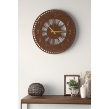 Dekoratif Yeni Modern Gienah Ahşap Duvar Saati 48CM - 2 Adet Vazo Tablo Hediye