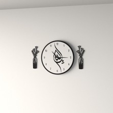 Dekoratif Yeni Modern Ruchbah Islami Ya Allah Ahşap Duvar Saati 48CM