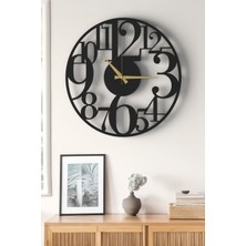 Siyah Ahşap Lazer Kesim Duvar Saati - Modern Açık Rakamlı Tasarım